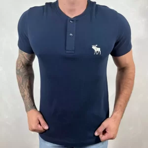 Camiseta Henley Abercrombie Azul Marinho-A-2097