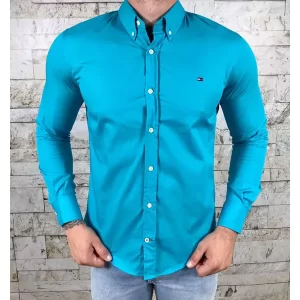 Camisa manga longa TH Azul Turquesa-40243